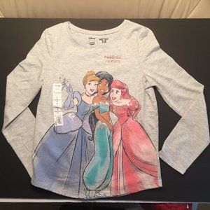 DISNEY Girls Size 7 T Long Sleeve T Shirt 3 Princesses "Forever Friends" New